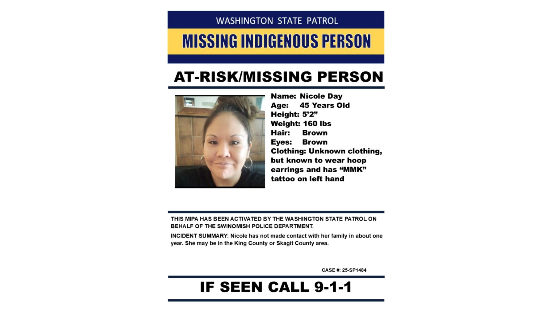 Washington State Patrol searches for missing Indigenous woman in Skagit, King County area