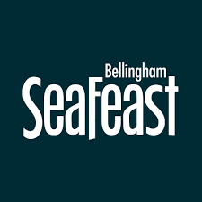SeaFeast Bellingham logo on a dark teal background in white typography.