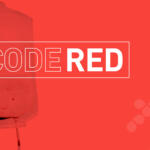 Bloodworks Northwest banner reading CODE RED with a blood bag on a red background and the logo in the corner.