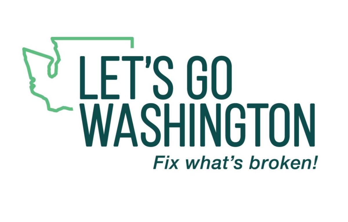 Let's Go Washington logo with a green outline of Washington state and the slogan 'Fix what's broken!'