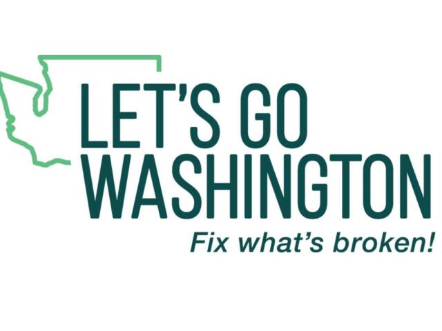 Let's Go Washington logo with a green outline of Washington state and the slogan 'Fix what's broken!'