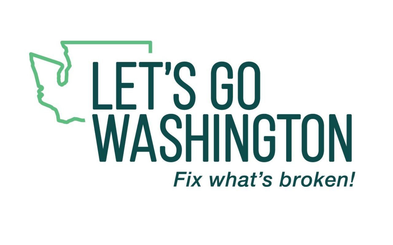 Let's Go Washington logo with a green outline of Washington state and the slogan 'Fix what's broken!'