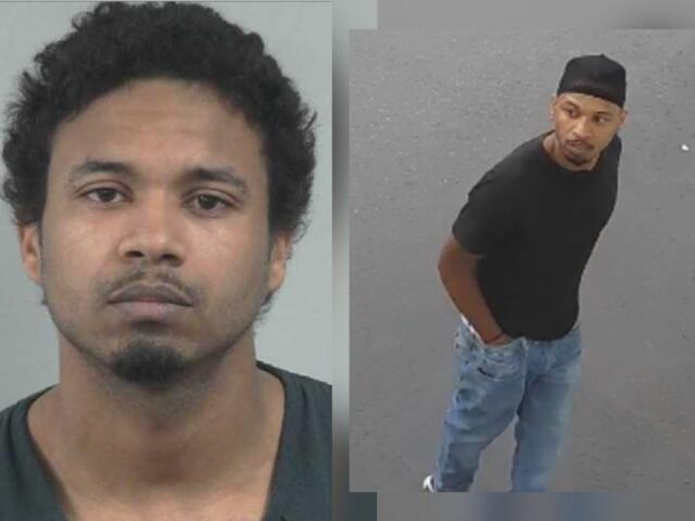 Side-by-side images: left a young man with short curly hair and a goatee in a gray shirt, right a man in a black cap and black shirt standing on a street, looking over his shoulder.